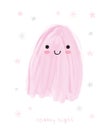 Funny Hand Drawn Halloween Vector Illustration with Sweet Pink Ghost.