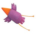 Funny hand drawn illustration of purple bird