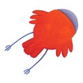 Funny hand drawn illustration of red bird