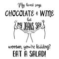 Funny hand drawn quote about diet