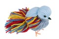 Funny handmade Easter bird are made of colored threads and wires isolated