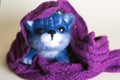 Funny handmade felt cat.