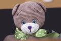 Funny handmade knitted bear