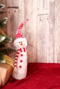 Christmas background - Snowman toy - winter holiday Royalty Free Stock Photo