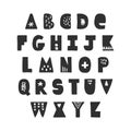 Funny handwritten black hipster ink bold alphabet.