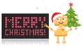 Funny and Happy Christmas Robot with Cute Christmas Tree