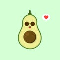 Funny happy cute happy smiling avocado. Vector flat cartoon character kawaii illustration icon. Isolated on color background. Royalty Free Stock Photo