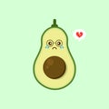 Funny happy cute happy smiling avocado. Vector flat cartoon character kawaii illustration icon. Isolated on color background. Royalty Free Stock Photo