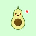 Funny happy cute happy smiling avocado. Vector flat cartoon character kawaii illustration icon. Isolated on color background. Royalty Free Stock Photo