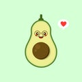 Funny happy cute happy smiling avocado. Vector flat cartoon character kawaii illustration icon. Isolated on color background. Royalty Free Stock Photo