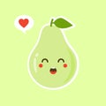 Funny happy cute happy smiling avocado. Vector flat cartoon character kawaii illustration icon. Isolated on color background. Royalty Free Stock Photo