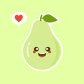 Funny happy cute happy smiling avocado. Vector flat cartoon character kawaii illustration icon. Isolated on color background. Royalty Free Stock Photo