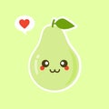 Funny happy cute happy smiling avocado. Vector flat cartoon character kawaii illustration icon. Isolated on color background. Royalty Free Stock Photo