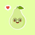 Funny happy cute happy smiling avocado. Vector flat cartoon character kawaii illustration icon. Isolated on color background. Royalty Free Stock Photo