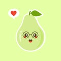 Funny happy cute happy smiling avocado. Vector flat cartoon character kawaii illustration icon. Isolated on color background. Royalty Free Stock Photo