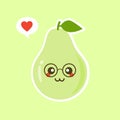 Funny happy cute happy smiling avocado. Vector flat cartoon character kawaii illustration icon. Isolated on color background. Royalty Free Stock Photo