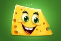 Funny happy cute smiling cheese. Cartoon character icon. Isolated on green background