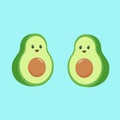 Cute happy avocado smiling in cartoon style. Vector cartoon character illustration icon design Royalty Free Stock Photo