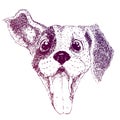 Funny happy dog. Sketch vector illustration of puppy