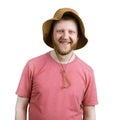 Funny happy man in a panama hat Royalty Free Stock Photo