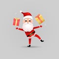 Funny happy Santa Claus character on background.