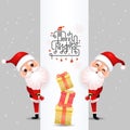 Funny happy Santa Claus character on background