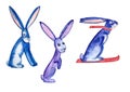 Funny hares depict the letters XYZ Royalty Free Stock Photo