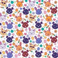 Funny Hares Pets Muzzles and Food Seamless Pattern Royalty Free Stock Photo