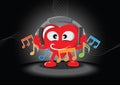 Funny heart listening the music Royalty Free Stock Photo