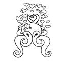 Funny hearts valentines day line octopus