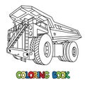 Funny heavy dump truck car with eyes coloring book Royalty Free Stock Photo