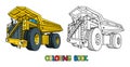 Funny heavy dump truck car with eyes coloring book Royalty Free Stock Photo