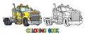 Funny heavy truck with eyes. Coloring book