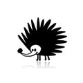 Funny hedgehog, black silhouette for your design Royalty Free Stock Photo