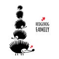 Funny hedgehog, black silhouette for your design Royalty Free Stock Photo