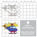 Funny Helicopter. Copy the image using grid.