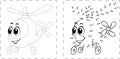 Funny helicopter drawing with dots and digits