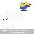 Funny helicopter to be traced. Vector trace game. Royalty Free Stock Photo