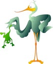 Funny heron caught a frog Royalty Free Stock Photo