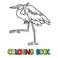 Funny heron in the swamp. Coloring book series