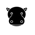 Funny hippo black icon, vector sign on isolated background. Funny hippo concept symbol, illustration Royalty Free Stock Photo