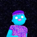 Funny hipster boy avatar. Sporty active style. 3d creative fashion minimalist character design and cosmic space