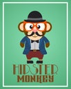 Funny hipster monkey