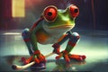 Funny hockey playing frog