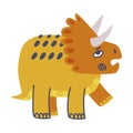 Funny Horned Dinosaur as Cute Prehistoric Creature and Comic Jurassic Predator Vector Illustration