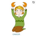 Cute girl in the form of zodiac sign. Cancer Royalty Free Stock Photo