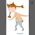 Cute girl in the form of zodiac sign. taurus Royalty Free Stock Photo