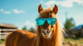 funny horse portrait in sunglasses. AI Generative Royalty Free Stock Photo