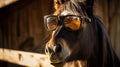 funny horse portrait in sunglasses. AI Generative Royalty Free Stock Photo