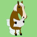 Funny horse reading a newspaper in the WC Royalty Free Stock Photo